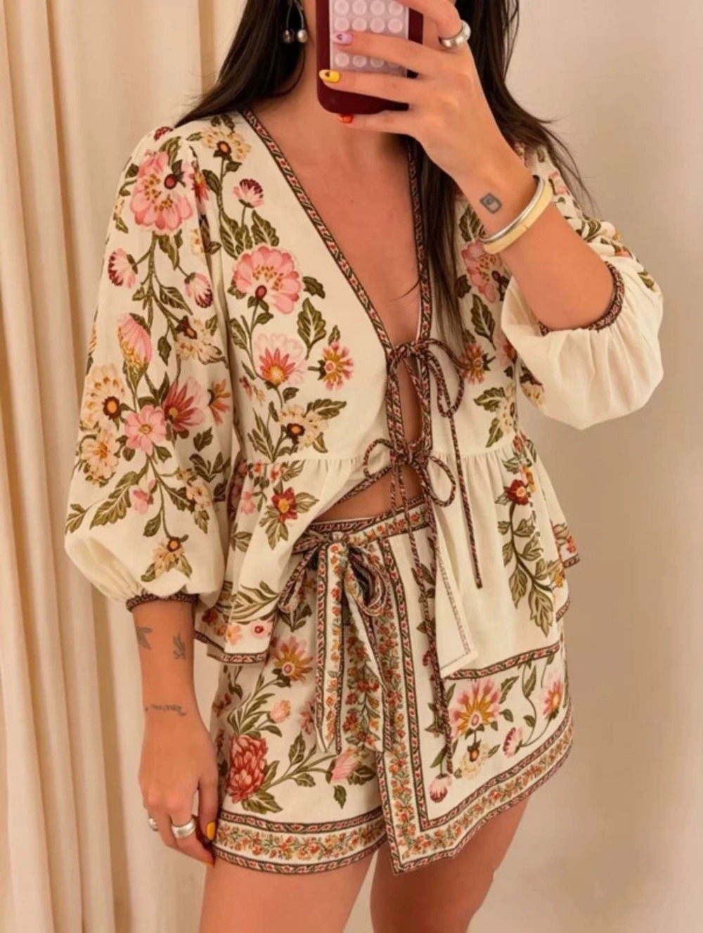 ZARA Elegant Casual Linen Cardigan Tie Waist Skirt Set